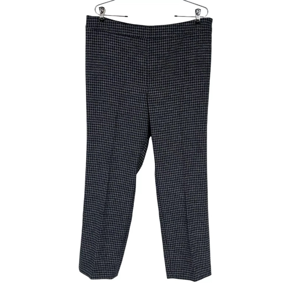 Talbots Pants Womens Size 14P Navy Gray Houndstooth Classic Trousers Lined